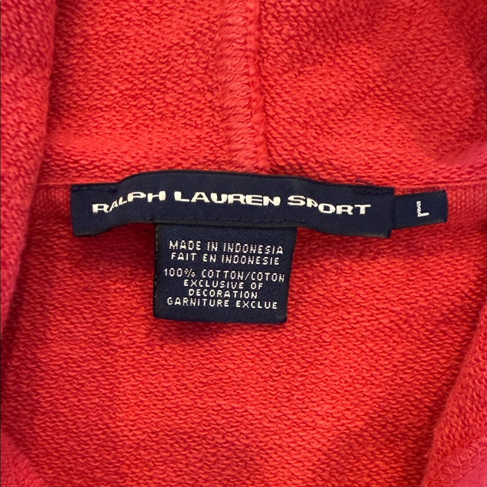 Ralph Lauren Sport Zip Up Hoodie Coral Cotton Sweatshirt Women’s Large - Picture 2 of 5